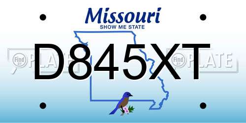 D845XT Missouri License Plate