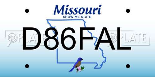 D86FAL Missouri License Plate