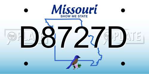 D8727D Missouri License Plate