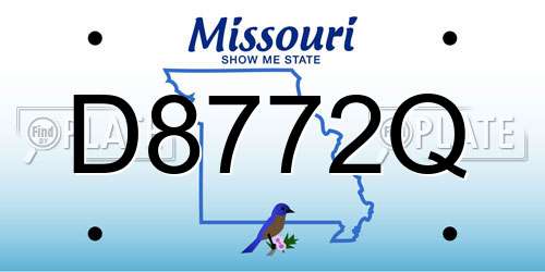 D8772Q Missouri License Plate