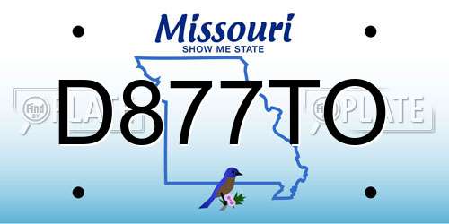 D877TO Missouri License Plate