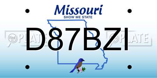 D87BZI Missouri License Plate