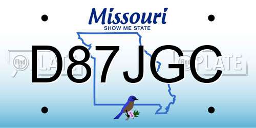 D87JGC Missouri License Plate