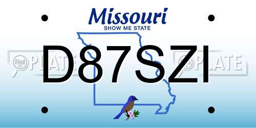D87SZI Missouri License Plate