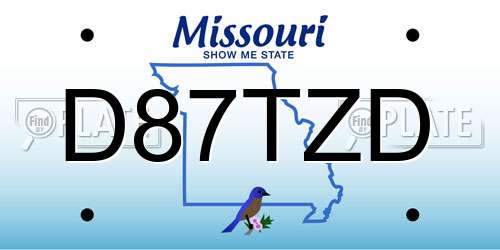 D87TZD Missouri License Plate