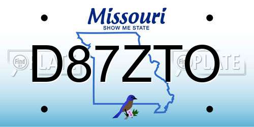 D87ZTO Missouri License Plate