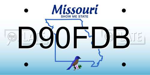 D90FDB Missouri License Plate