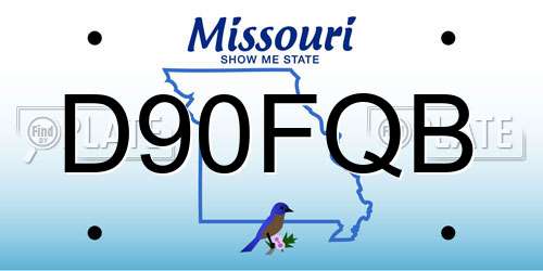 D90FQB Missouri License Plate