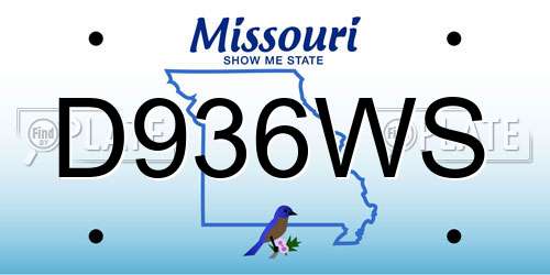 D936WS Missouri License Plate