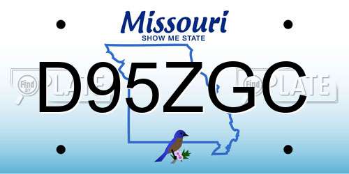 D95ZGC Missouri License Plate
