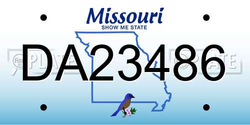DA23486 Missouri License Plate