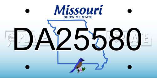 DA25580 Missouri License Plate