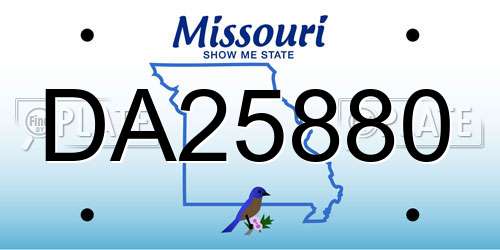 DA25880 Missouri License Plate
