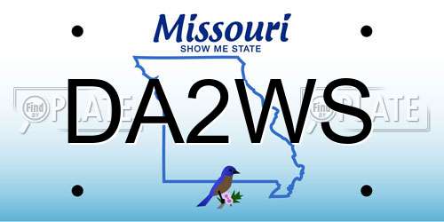 DA2WS Missouri License Plate