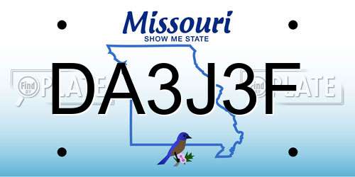 DA3J3F Missouri License Plate
