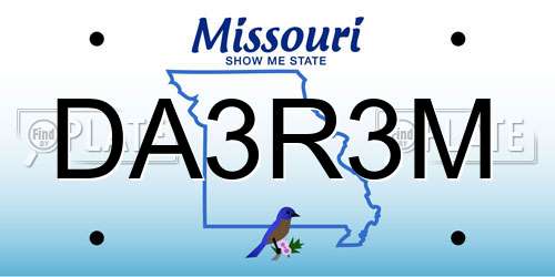 DA3R3M Missouri License Plate