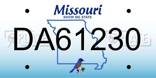 DA61230 Missouri License Plate