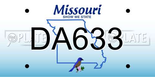DA633 Missouri License Plate