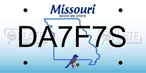 DA7F7S Missouri License Plate