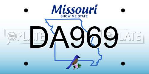 DA969 Missouri License Plate