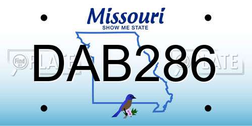 DAB286 Missouri License Plate
