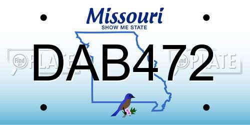 DAB472 Missouri License Plate