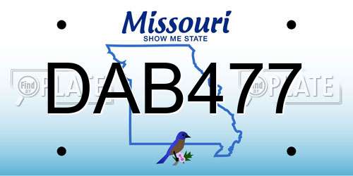 DAB477 Missouri License Plate