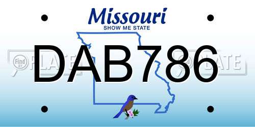 DAB786 Missouri License Plate