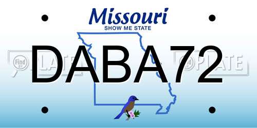 DABA72 Missouri License Plate