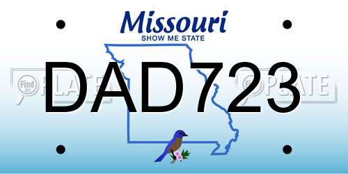 DAD723 Missouri License Plate