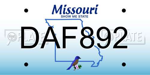 DAF892 Missouri License Plate