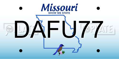 DAFU77 Missouri License Plate