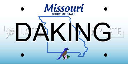 DAKING Missouri License Plate