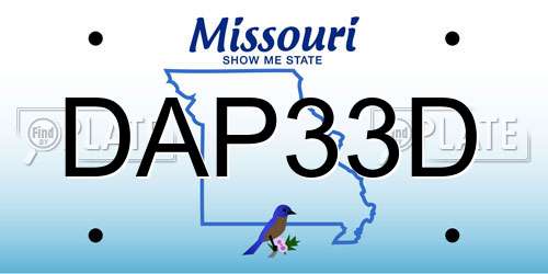 DAP33D Missouri License Plate