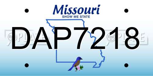 DAP7218 Missouri License Plate