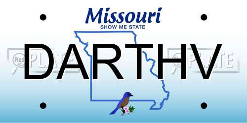 DARTHV Missouri License Plate