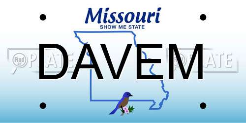 DAVEM Missouri License Plate