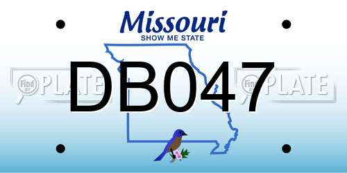 DB047 Missouri License Plate