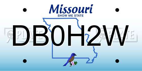 DB0H2W Missouri License Plate