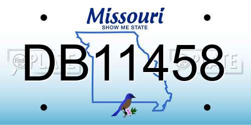 DB11458 Missouri License Plate