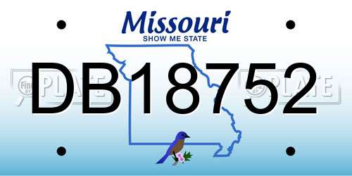DB18752 Missouri License Plate
