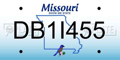 DB1I455 Missouri License Plate