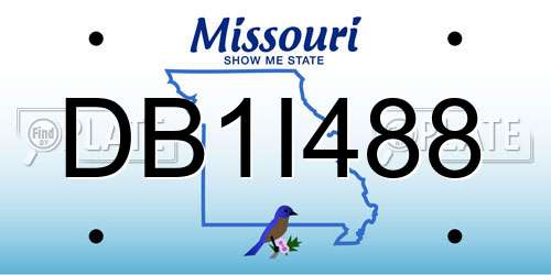 DB1I488 Missouri License Plate