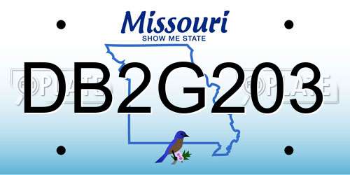 DB2G203 Missouri License Plate