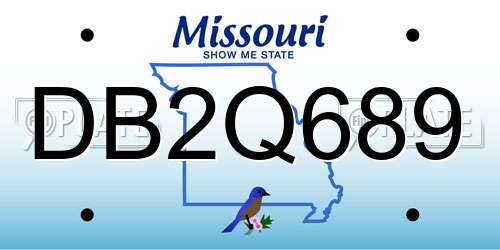 DB2Q689 Missouri License Plate