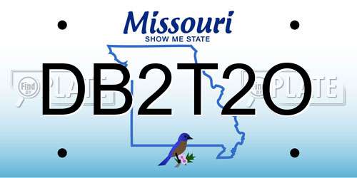 DB2T2O Missouri License Plate
