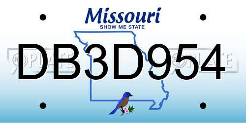 DB3D954 Missouri License Plate