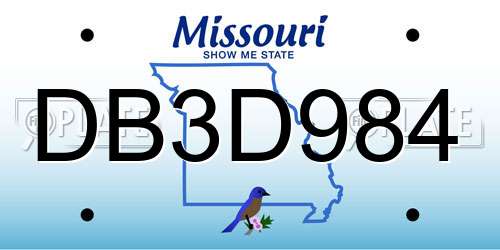 DB3D984 Missouri License Plate