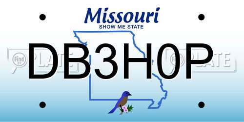 DB3H0P Missouri License Plate