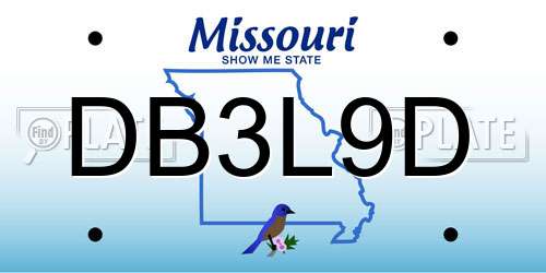 DB3L9D Missouri License Plate